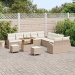 vidaXL Ensemble de canapé de jardin 13 Pièces Beige Poly rotin