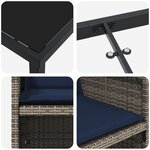 vidaXL Ensemble de Salle à Manger de Jardin 5 Pièces avec Coussins en Poly Rattan Gris