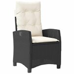 vidaXL Ensemble de salle à manger de jardin de 3 pièces avec coussins noirs en rattan synthétique.