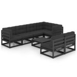 Salon de jardin meuble d'extérieur ensemble de mobilier 8 pièces avec coussins bois de pin massif 02_0017503