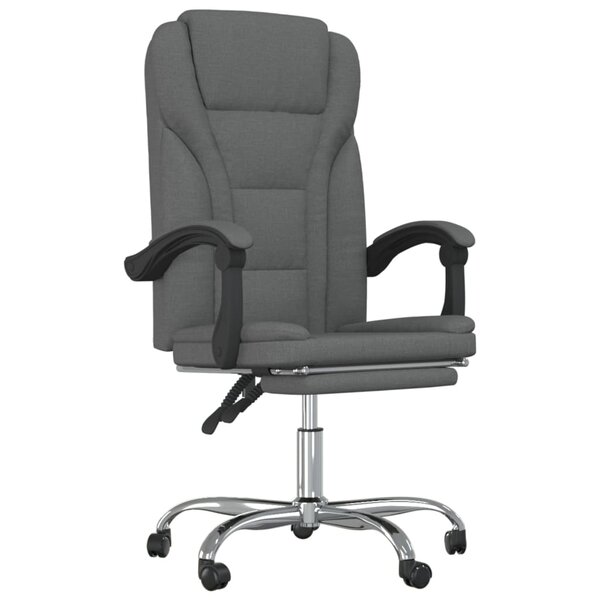 Chaise fauteuil siège pivotante de inclinable de bureau informatique étude foncé tissu gris 02_0024243