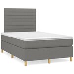 vidaXL Sommier à lattes de lit matelas LED gris foncé 120x190 cm tissu