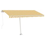 vidaXL Auvent manuel rétractable sur pied 400x350 cm Jaune/Blanc
