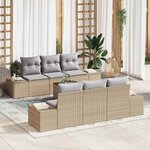vidaXL Ensemble de canapé de jardin 7 Pièces Beige  gris clair