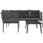 vidaXL Ensemble de canapés de jardin et coussins noir acier textilène