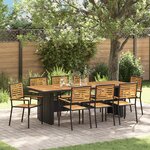 Ensemble de Dîner de Jardin 9 pièces vidaXL Noir Rattan Synthétique Acacia