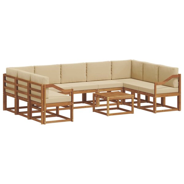 vidaXL Ensemble de canapés d'extérieur 10 pc Naturel et Beige