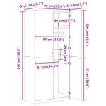 vidaXL Garde-robe Noir 90x52x200 cm Bois d’ingénierie