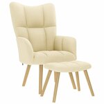 vidaXL Chaise de relaxation avec repose-pied Crème Tissu