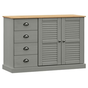 vidaXL Buffet avec tiroirs VIGO 113x40x75 cm gris bois massif de pin