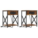 vidaXL Cabinet de chevet 2 Pièces Chêne fumé 41 x 31 x 51 cm