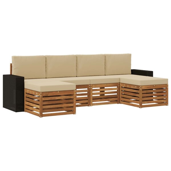 vidaXL Ensembles de canapés avec coussin 6 Pièces Naturel et Beige