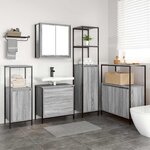 vidaXL Ensemble de mobilier de salle de bain avec étagère 5 Pièces Gris