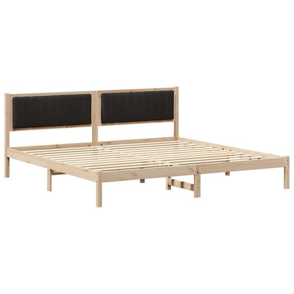 vidaXL Cadre de lit avec tête de lit Noir 200 x 200 cm Pin massif