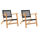 vidaXL Chaises de jardin lot de 2 noir résine tressée et bois d’acacia