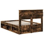 vidaXL Cadre de lit Chêne fumé 135 x 190 cm Bois de pin massif
