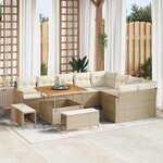 vidaXL Ensemble de Canapé de Jardin 12 pièces avec Coussins Beige Poly Rattan Acacia