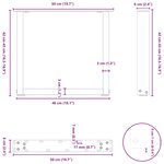 vidaXL Pieds de table basse en U  2 pièces  noir  50 x (42-43) cm  acier