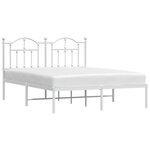 vidaXL Cadre de lit métal sans matelas et tête de lit blanc 150x200 cm