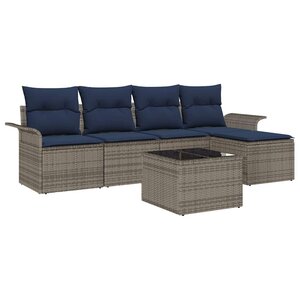 vidaXL Ensemble de canapé de jardin avec stockage 6 Pièces Gris polyrotin