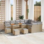 vidaXL Ensemble de canapé de jardin 13 Pièces Beige Poly rotin