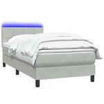 vidaXL Sommier à lattes de lit et matelas et LED gris clair 90x220 cm velours