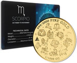 Monnaie SCORPIO Zodiac Signs 1/1000 Oz Medaille Or