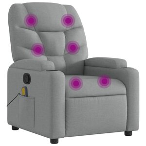 vidaXL Fauteuil inclinable de massage gris clair tissu