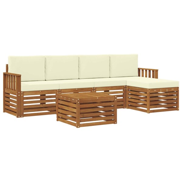 vidaXL Ensemble de canapés d'extérieur 6 pc Naturel et Crème