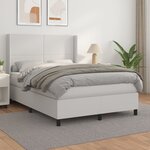 vidaXL Sommier à lattes de lit avec matelas Blanc 140x190cm Similicuir
