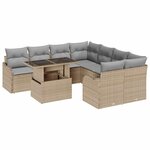 vidaXL Ensemble de canapé de jardin 9 Pièces Beige Poly Rattan