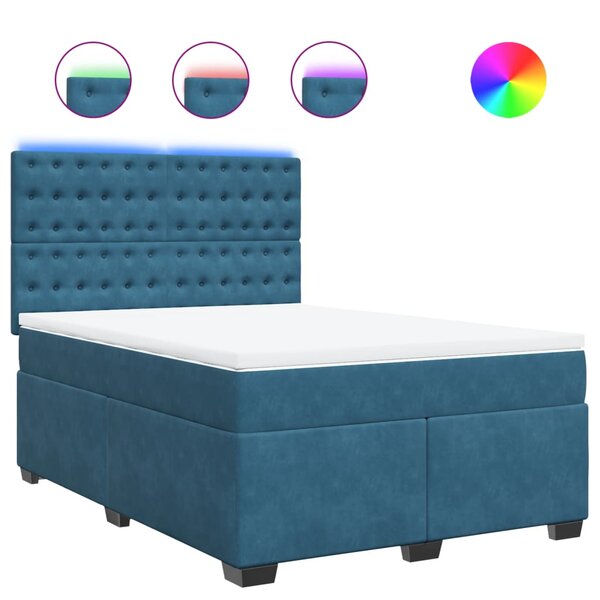 vidaXL Sommier à lattes de lit et matelas bleu 140x190 cm velours