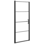 vidaXL Porte de douche 91x195 cm Verre trempé demi-dépoli Noir