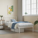 vidaXL Cadre de lit métal sans matelas avec tête de lit blanc 90x200cm