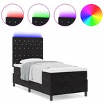 Lit-box avec matelas et LED noir 90x200 cm en velours