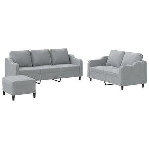 vidaXL Ensemble de canapés 3 Pièces avec coussins Gris clair Tissu