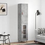vidaXL Buffet haut Gris béton 34 5x34x180 cm Bois d'ingénierie
