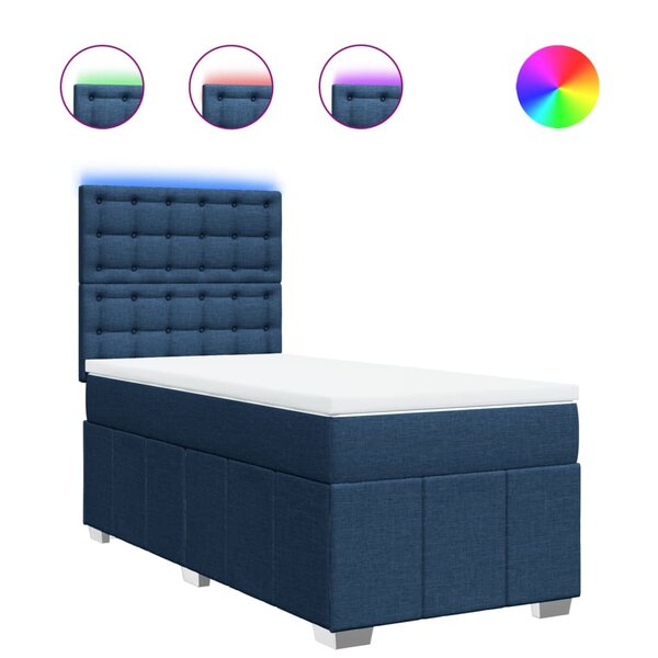 vidaXL Sommier à lattes de lit avec matelas Bleu 100x200 cm Tissu