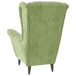 vidaXL Fauteuil à oreilles avec tabouret vert clair velours