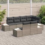vidaXL Ensemble de canapé de jardin avec stockage 7 Pièces Gris polyrotin