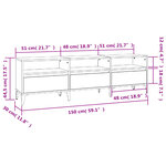vidaXL Meuble TV chêne fumé 150x30x44 5 cm bois d'ingénierie
