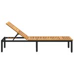vidaXL Chaise longue noire 200x55x35 cm en bois d'acacia massif