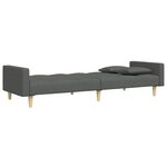 vidaXL Canapé-lit à 2 places avec repose-pied gris foncé tissu