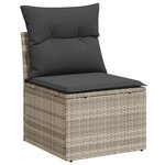 vidaXL Salon de jardin 8 Pièces avec coussins gris clair résine tressée