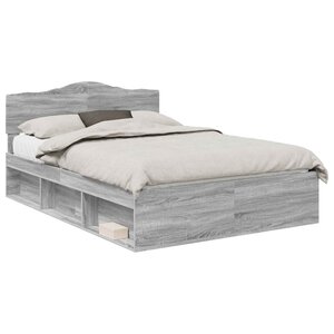 vidaXL Cadre de lit Gris Sonoma 140 x 200 cm Bois de pin massif