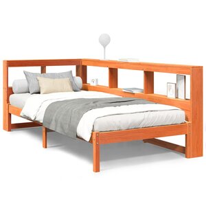 vidaXL Lit bibliothèque sans matelas cire marron 90x190 cm pin massif