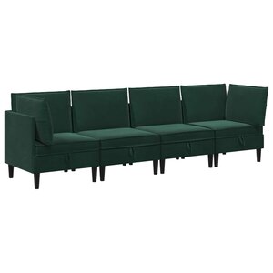 vidaXL Ensemble de meubles pour le salon 4 pc Vert foncé Velours