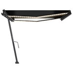 vidaXL Auvent manuel rétractable avec LED 450x350 cm Anthracite