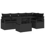 vidaXL Ensemble de Canapé de Jardin 6 Pièces avec Coussins Rattan Poly Noir