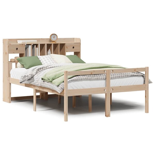 vidaXL Lit bibliothèque sans matelas 140x190 cm bois de pin massif